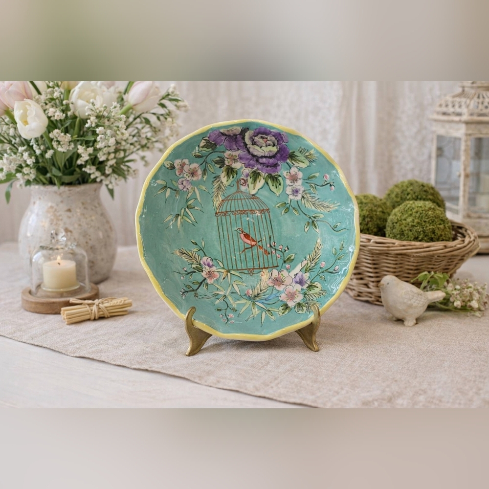 🌸Vintage Chinese Birdcage Decorative Floral Bowl🐦